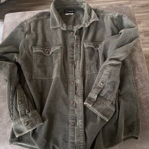 Original Use Women’s Long Sleeve corduroy Large Green Button Down Shirt